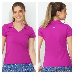 Donna Jo Sunshine Sleeveless Polo Shirt UPF 50+ Magenta Size Medium